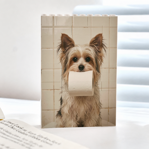 Custom Photo Funny Bathroom Pet Toilet Dog Cat - Personalized Shaped Building Brick Blocks