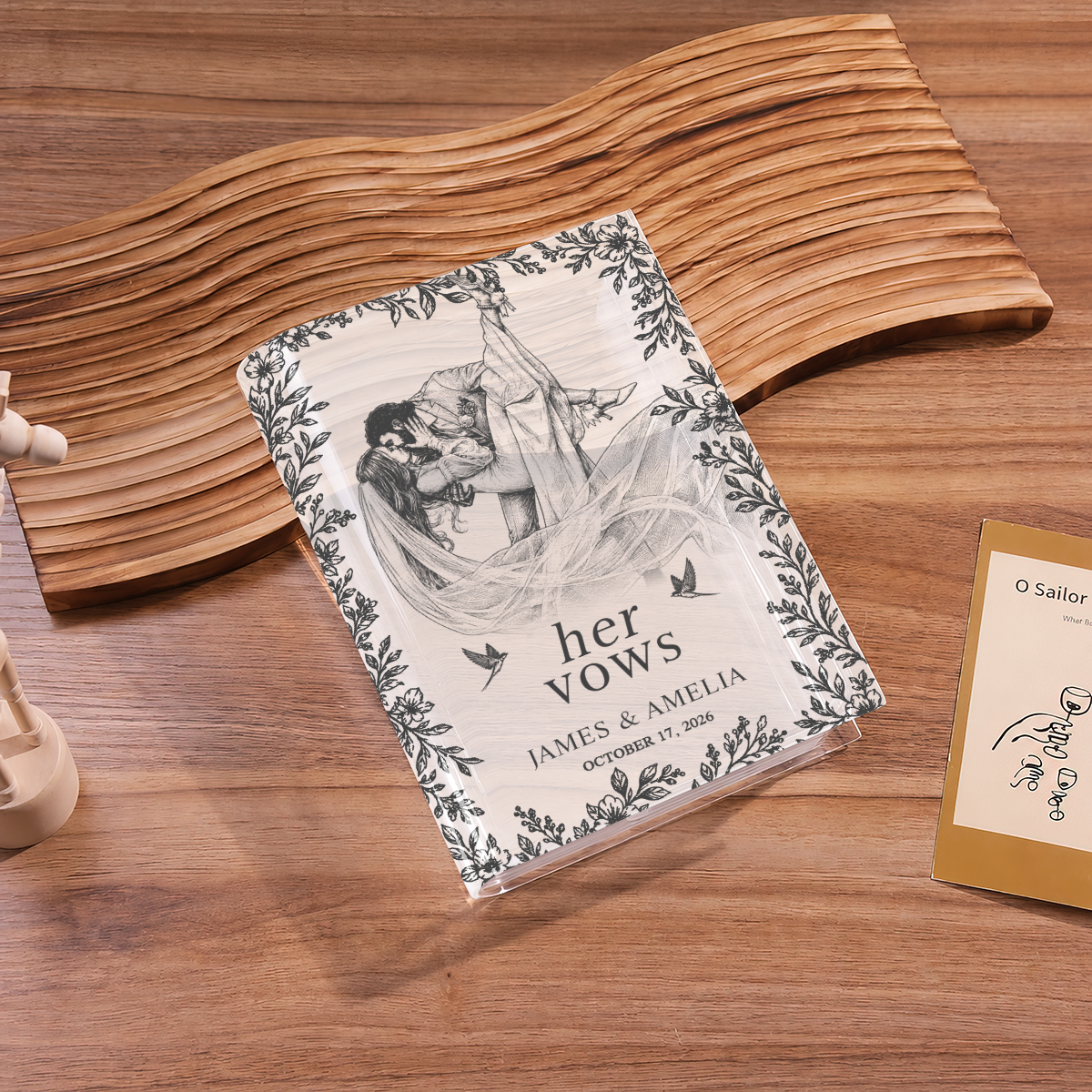 Toile De Jouy Vow Books Clear Acrylic Book Vase for Flowers, Transparent Flower Vase for Home Decor