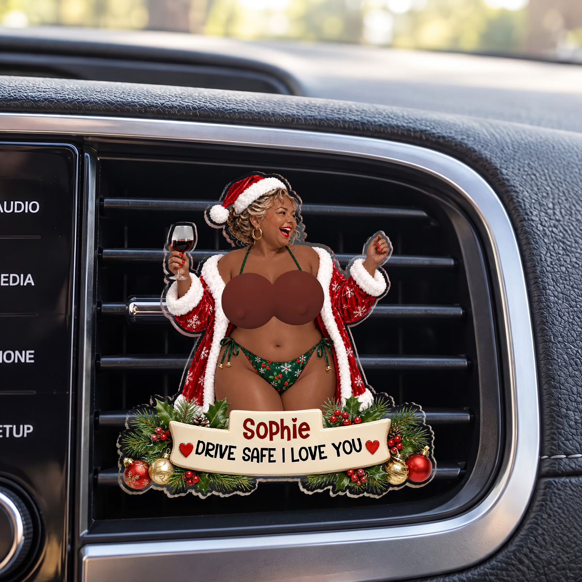 Funny Christmas Drive Safe - Personalized Squishy Acrylic Car Vent Clip