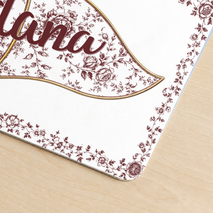 Custom Name Cross - Personalized Leather Desk Mat