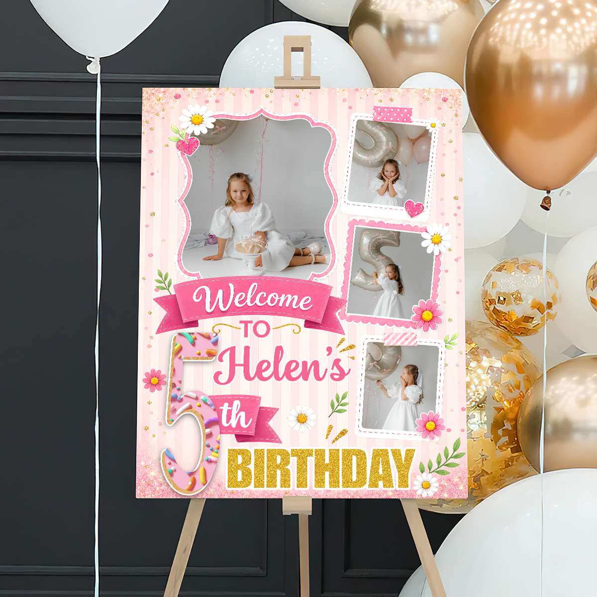 Birthday Welcome Party Sign With Photo - Custom Name & Photo Sign - Birthday Party Sign