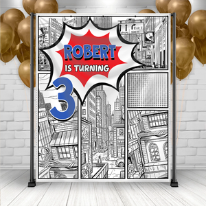 Cartoon Birthday Backdrop - Custom Party Backdrop - Personalized Backdrop Birthday Party