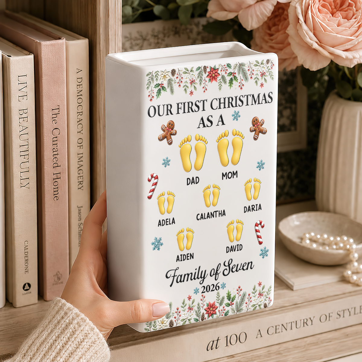 Our First Christmas - Personalized Ceramic Book Vase