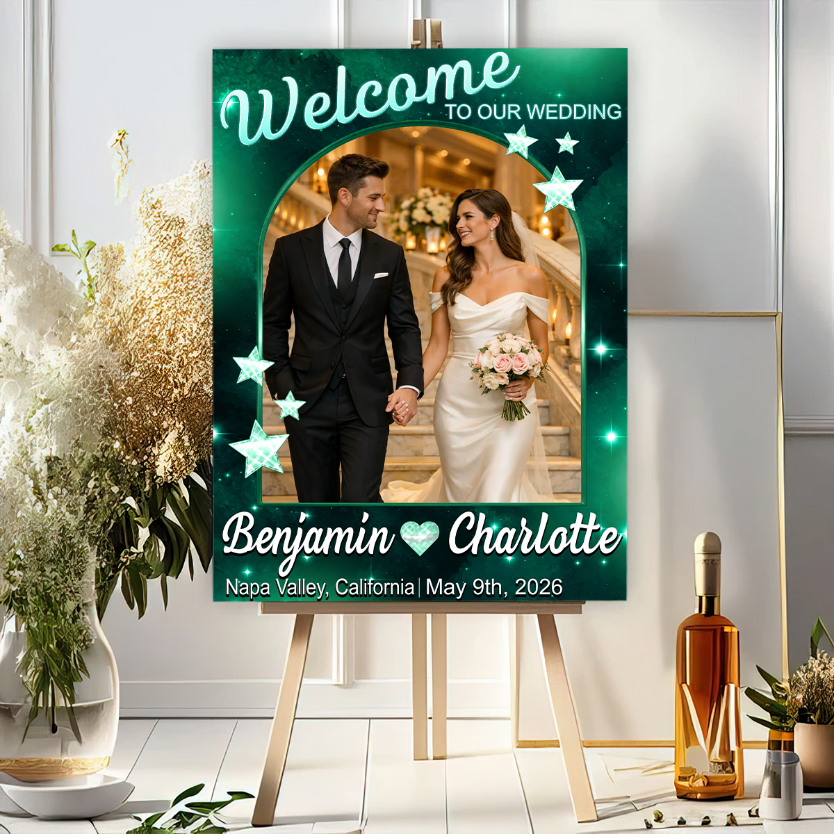 Welcome To Birthday Party Glitter Style - Custom Welcome Sign - Personalized Birthday Sign