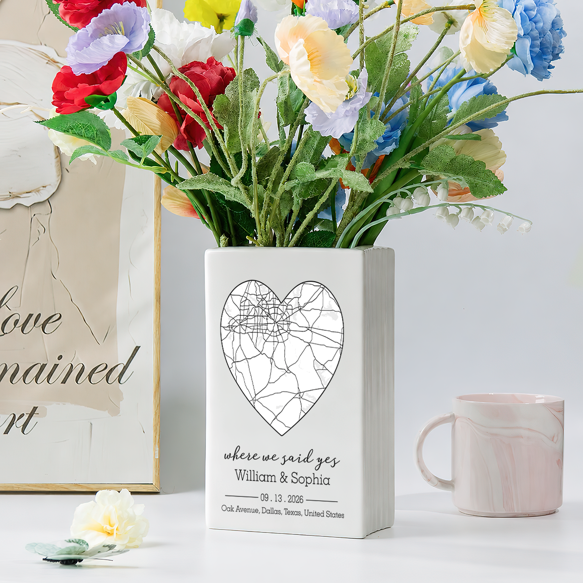 Custom Photo Semi Realistic Portrait You & Me We Got This - Ceramic Book Flower Vase