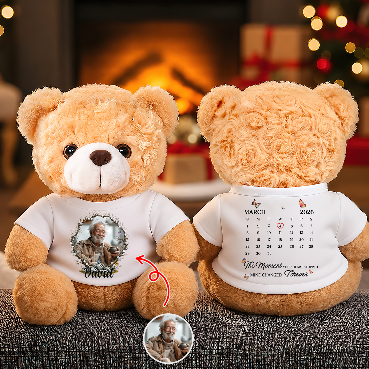 Mine Changed Forever Memorial Teddy Bear - Memorial Gift - Personalized Plush Bear