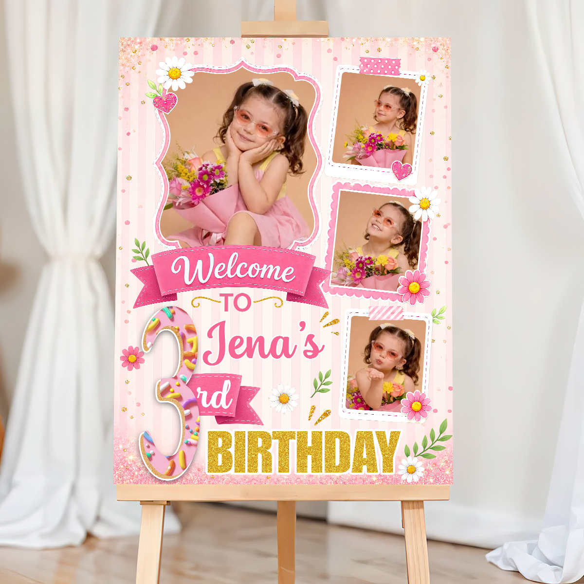Birthday Welcome Party Sign With Photo - Custom Name & Photo Sign - Birthday Party Sign