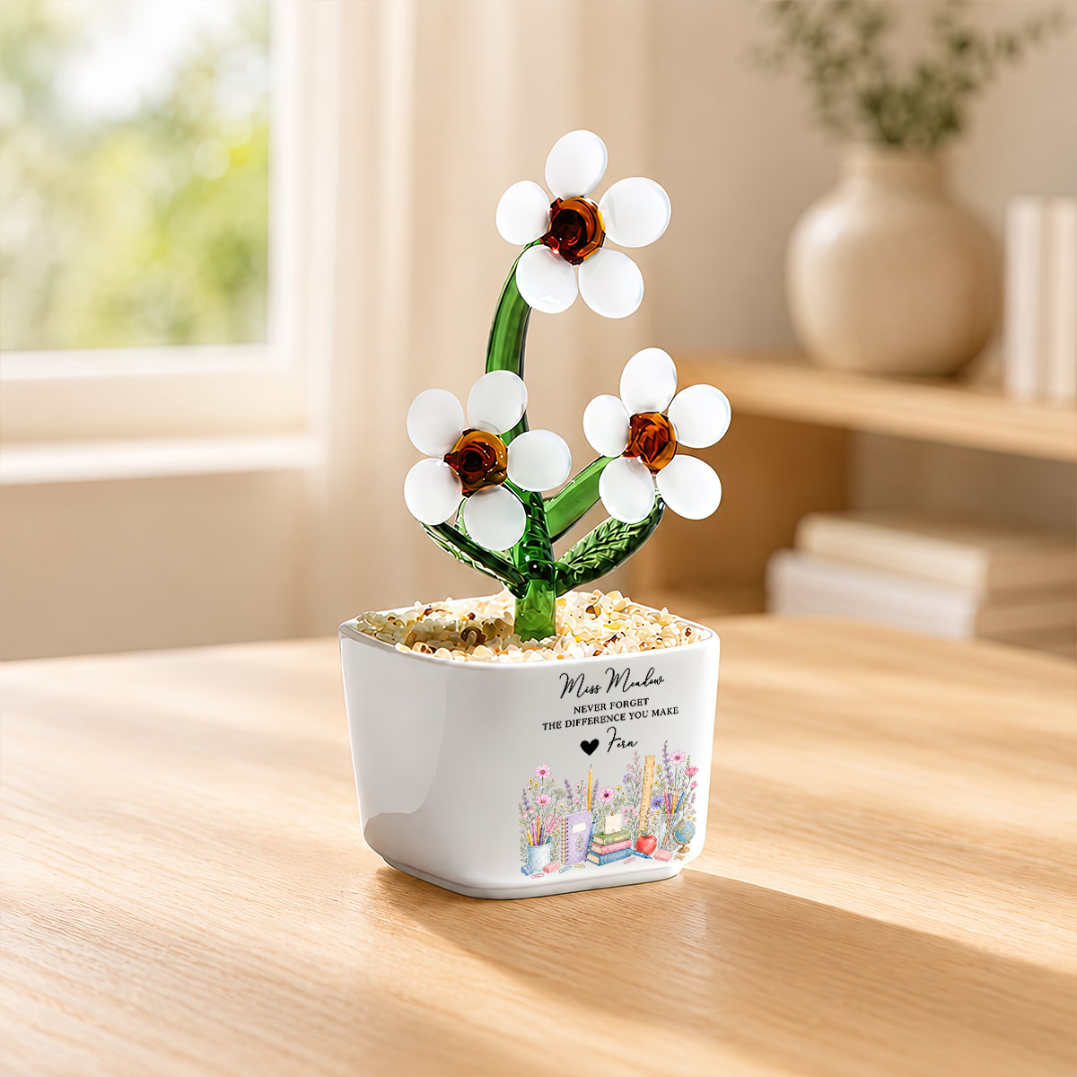 Never Forget The Difference You Make - Personalized Mini Glass Flower Pot