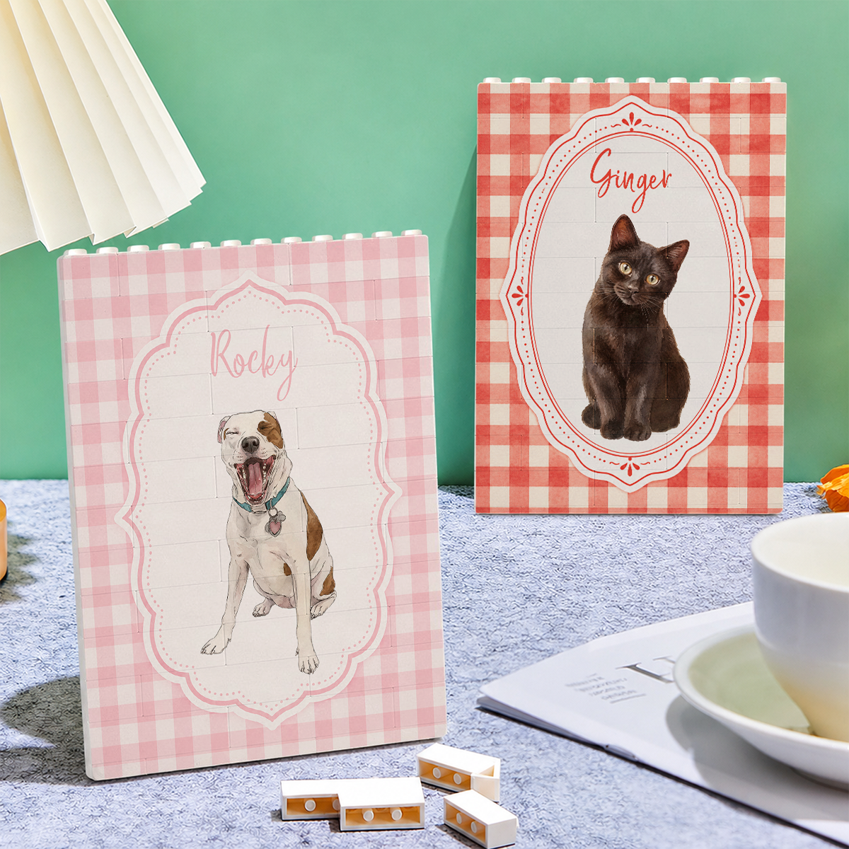 Custom Pet Portrait Watercolor Gift For Dog Lover, Cat Lover - Personalized Brick Block
