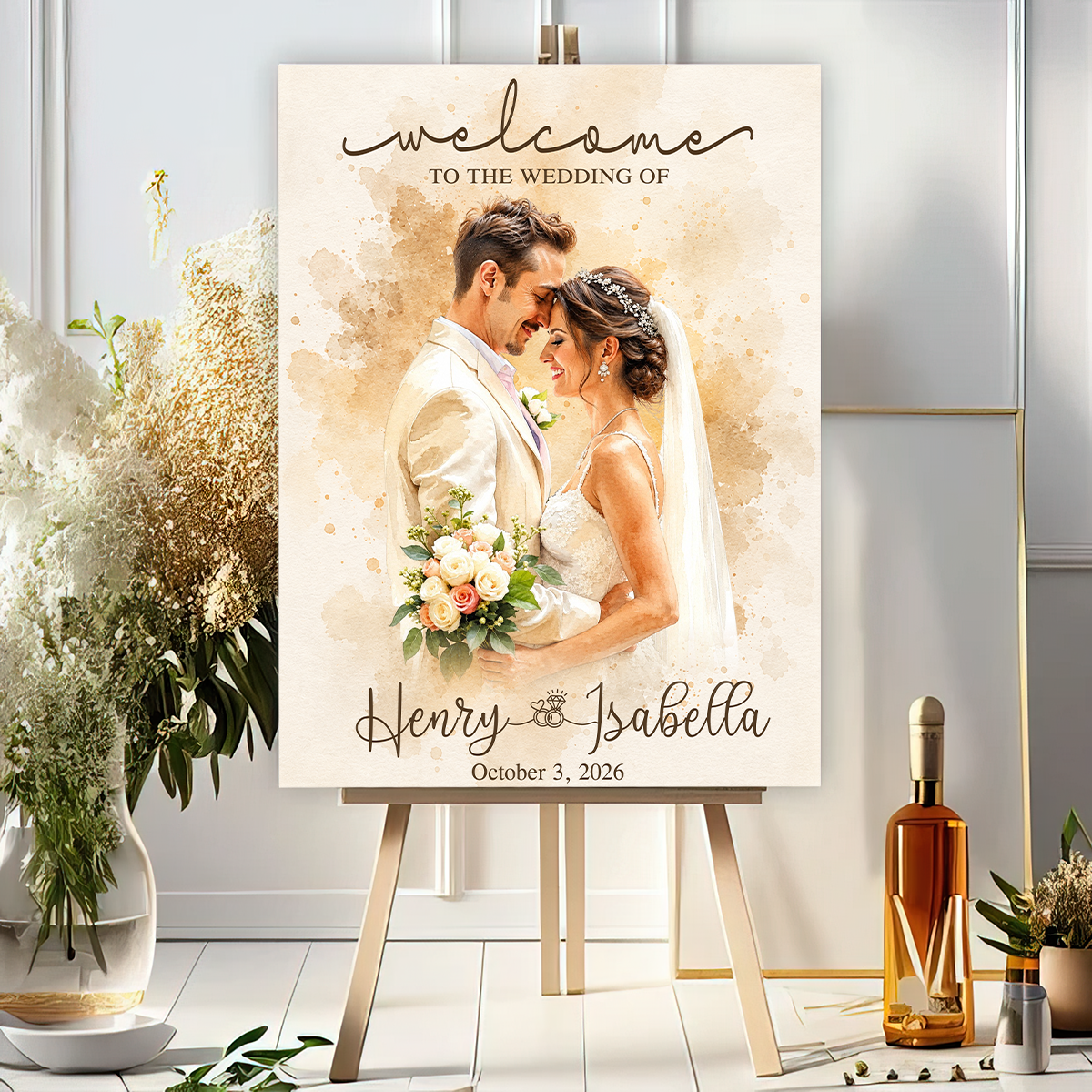 Welcome To The Wedding Of - Custom Name & Photo Sign - Wedding Welcome Sign