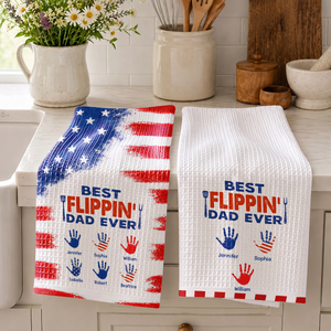 Stars & Stripes Best Flippin' Dad Ever - Personalized Kitchen Towel