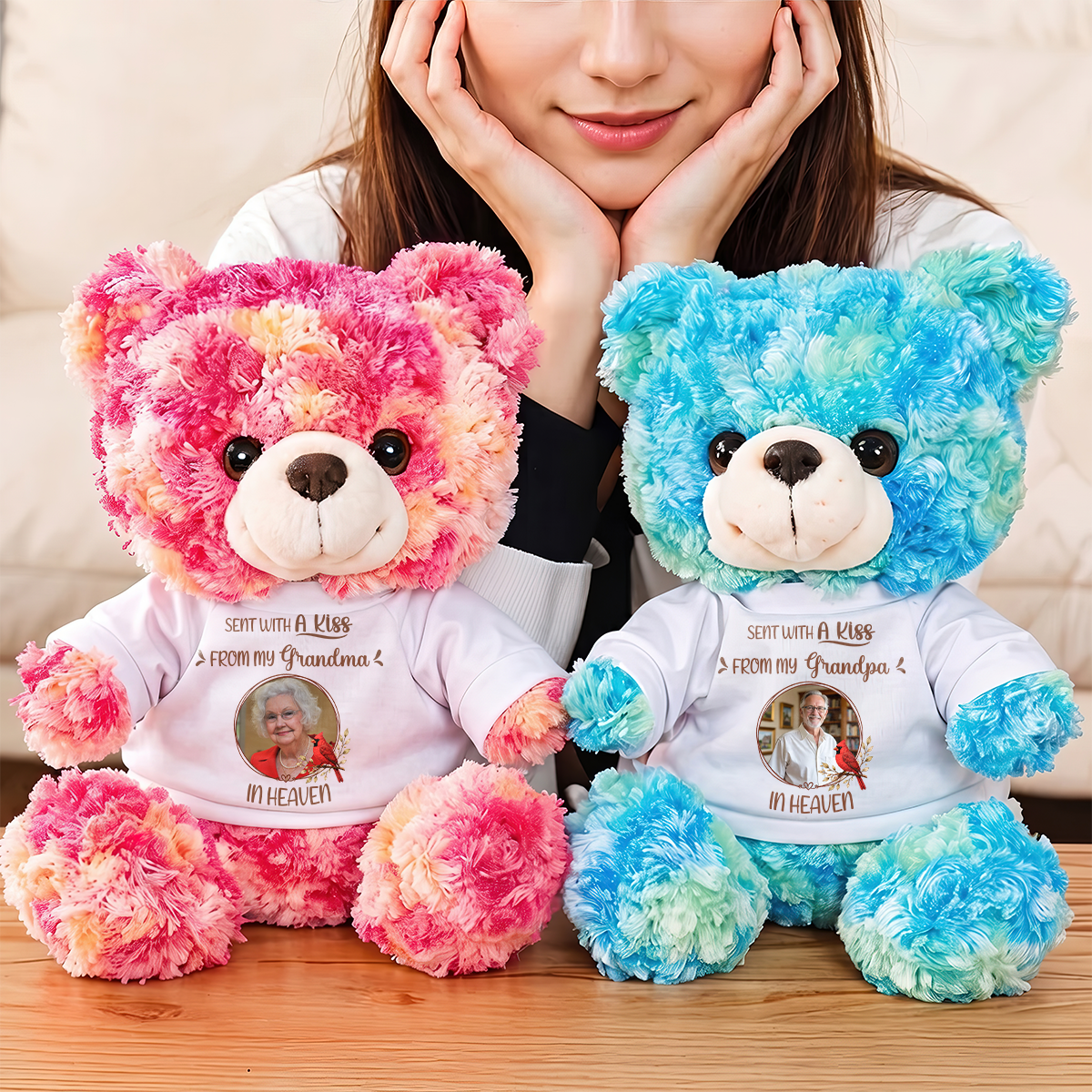 Sent With A Kiss From My Grandpa In Heaven - Memorial Personalized Teddy Bear