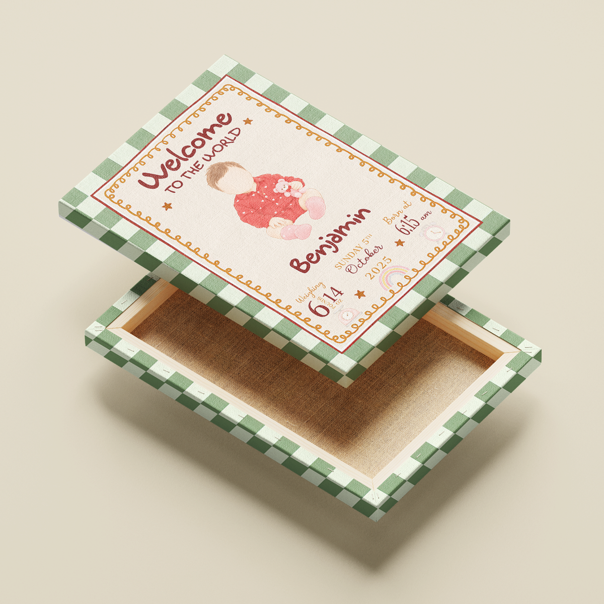 New Baby Personalised Decor Initial Name - Personalized Canvas
