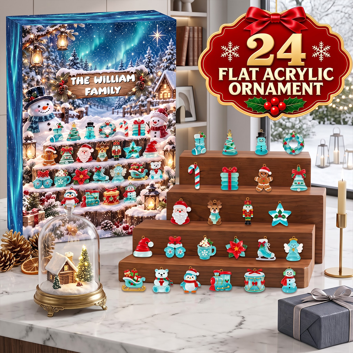 Sea Glass Advent Calendar 2026 - 24 Day Spirits Countdown, Acrylic Charms Blind Box - Gift For Family