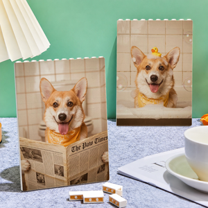Custom Photo Funny Bathroom Pet Toilet Dog Cat - Personalized Shaped Building Brick Blocks