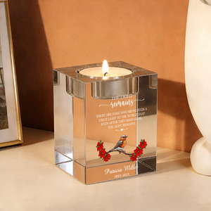 Poem for Funeral The Light Remains Personalized Crystal Candle Holder - Memorial Gift
