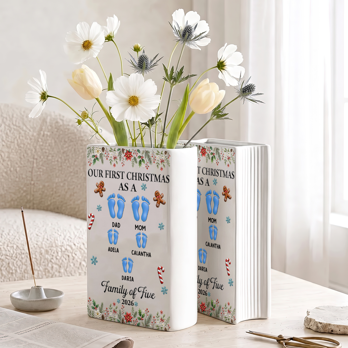 Our First Christmas - Personalized Ceramic Book Vase