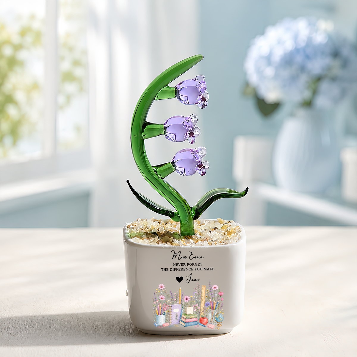 Never Forget The Difference You Make - Personalized Mini Glass Flower Pot