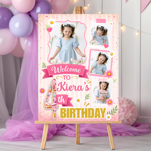 Birthday Welcome Party Sign With Photo - Custom Name & Photo Sign - Birthday Party Sign