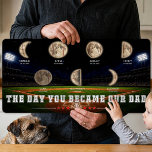 Dad Moon Phase - Personalized Leather Desk Mat