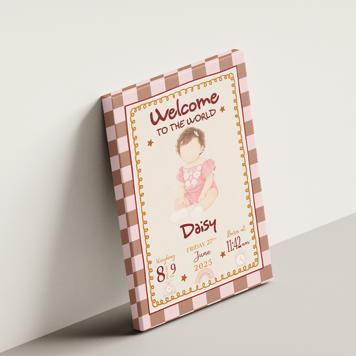 New Baby Personalised Decor Initial Name - Personalized Canvas