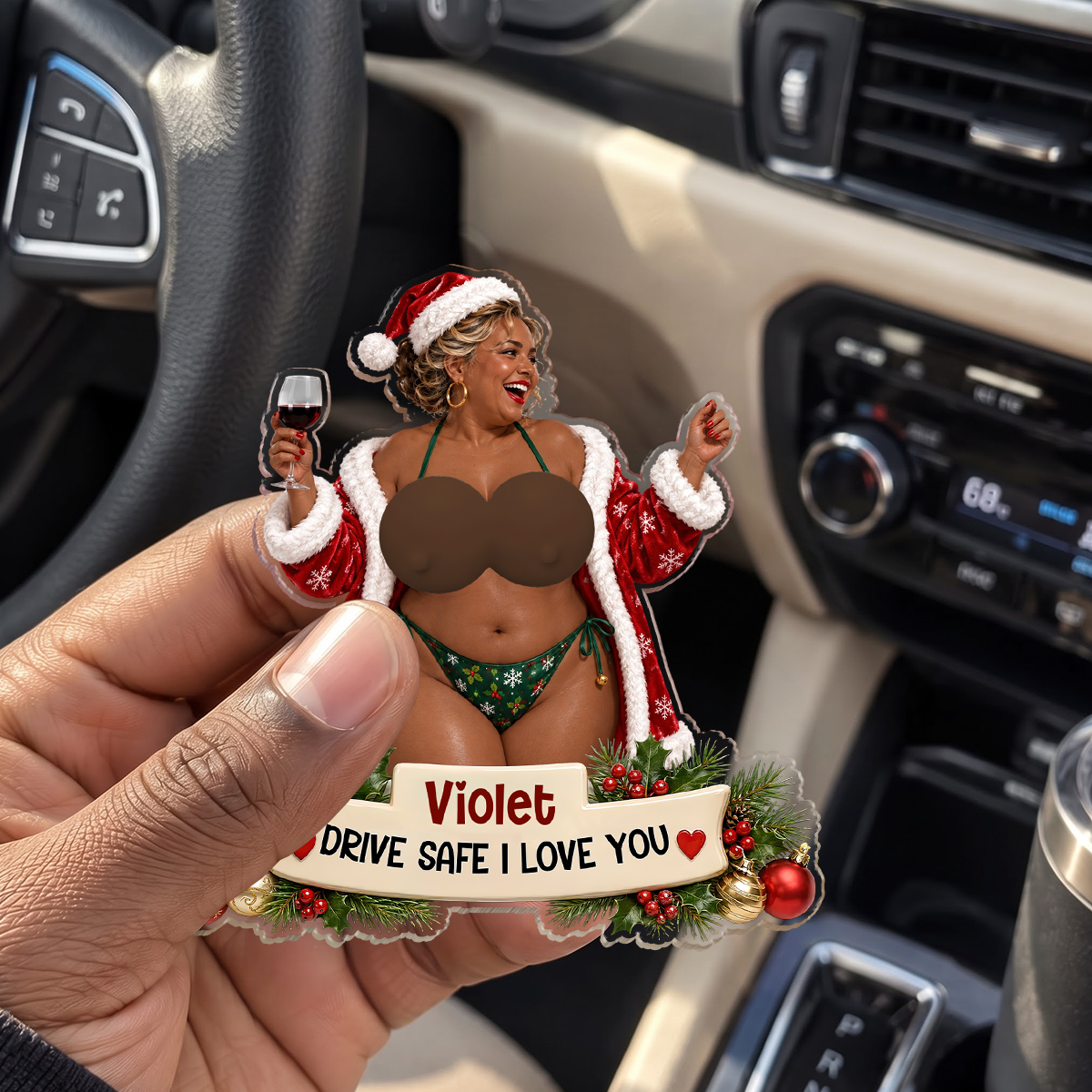 Funny Christmas Drive Safe - Personalized Squishy Acrylic Car Vent Clip