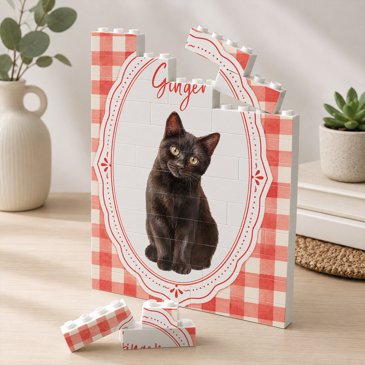 Custom Pet Portrait Watercolor Gift For Dog Lover, Cat Lover - Personalized Brick Block