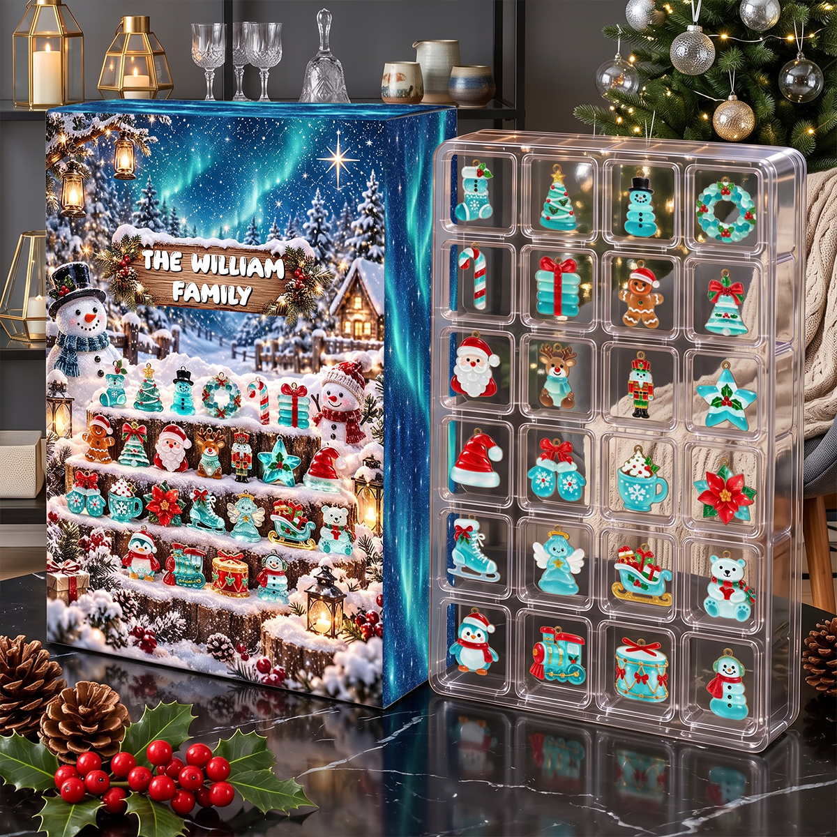 Sea Glass Advent Calendar 2026 - 24 Day Spirits Countdown, Acrylic Charms Blind Box - Gift For Family