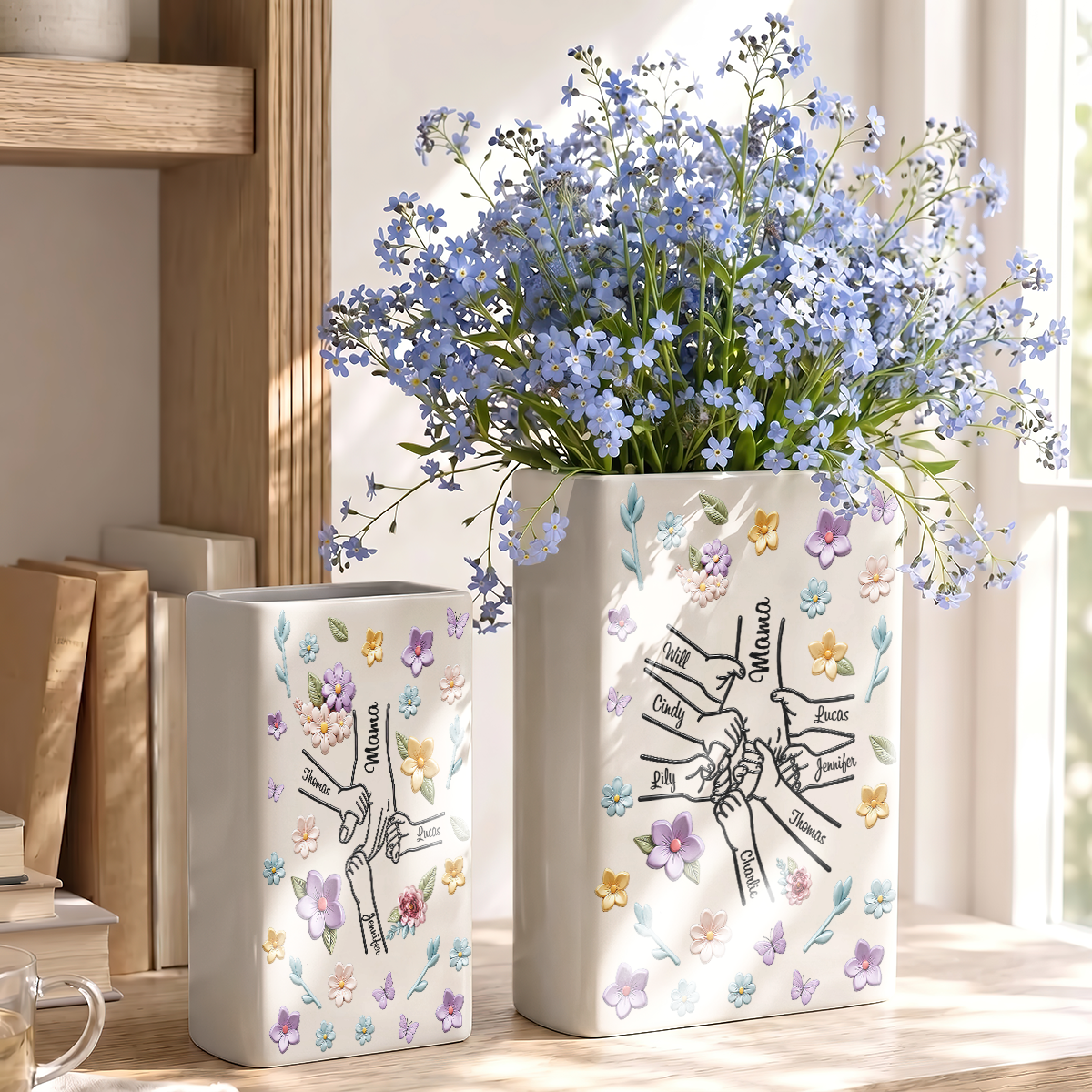 3D Effect Book Lovers - Personalized Ceramic Book Vase