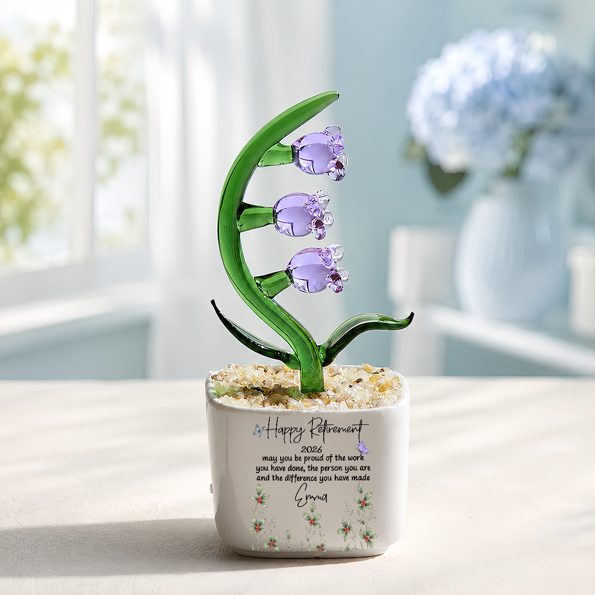 Happy Retirement - Personalized Mini Glass Flower Pot
