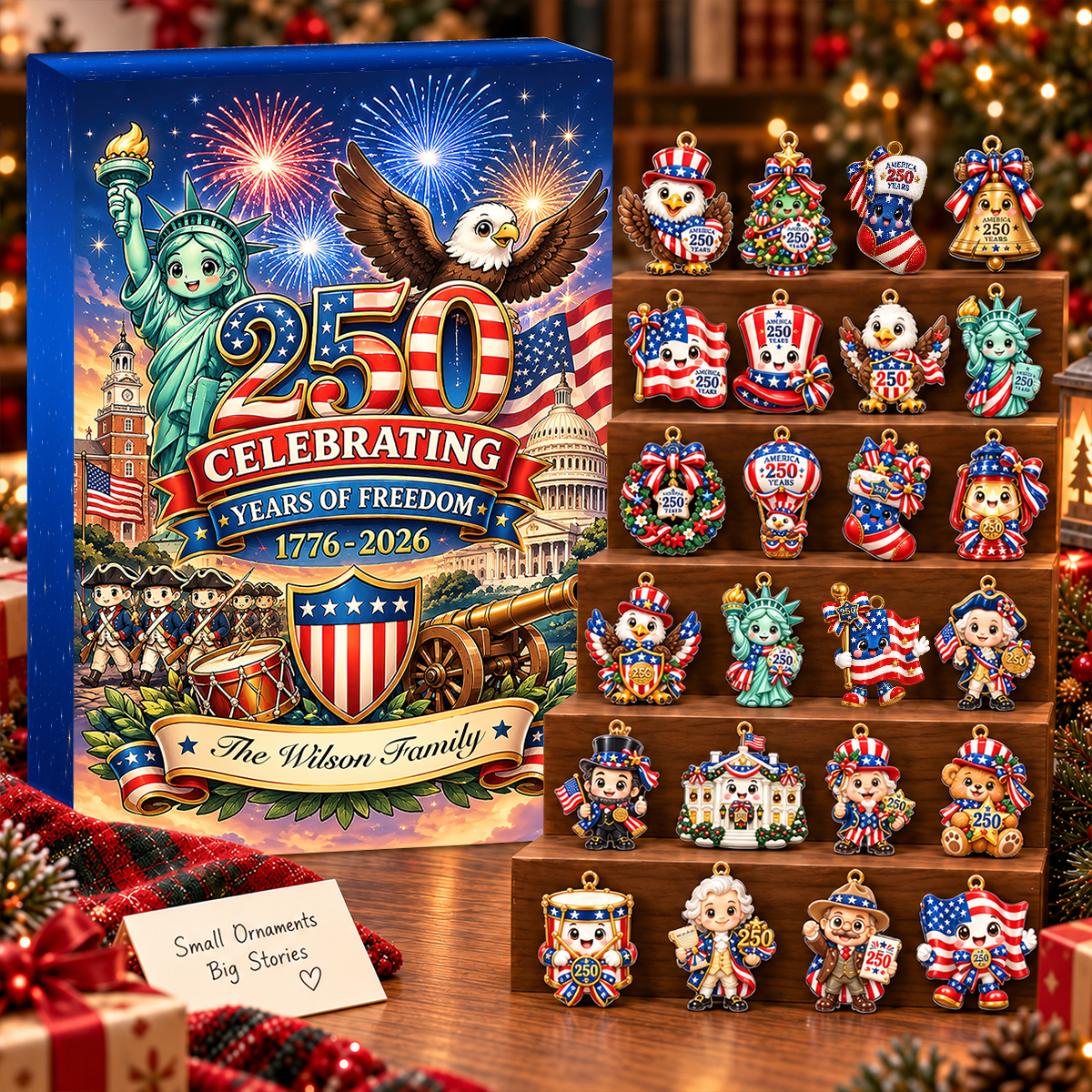 250 USA Chibi Advent Calendar 2026 - 24 Day Spirits Countdown, Acrylic Charms Blind Box - Gift For Family