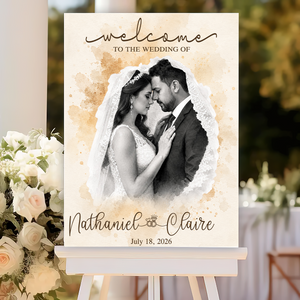 Welcome To The Wedding Of - Custom Name & Photo Sign - Wedding Welcome Sign