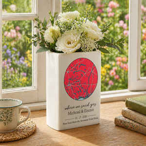 Custom Photo Semi Realistic Portrait You & Me We Got This - Ceramic Book Flower Vase