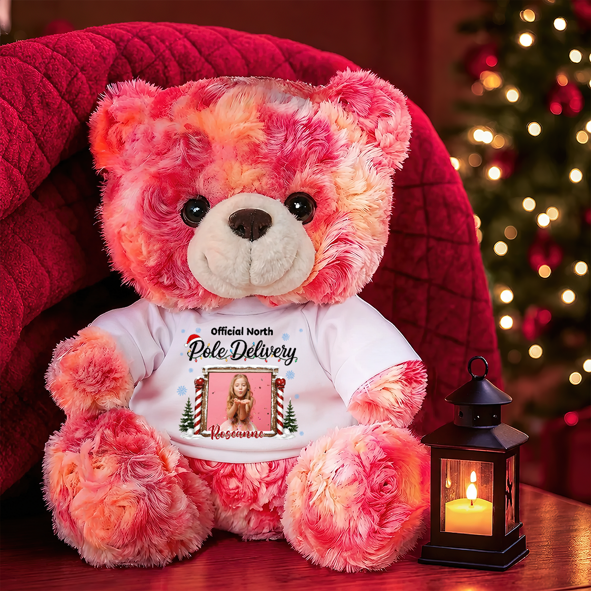 Checked Twice Nice Merry Christmas - Teddy Bear With Personalized Photo Shirt