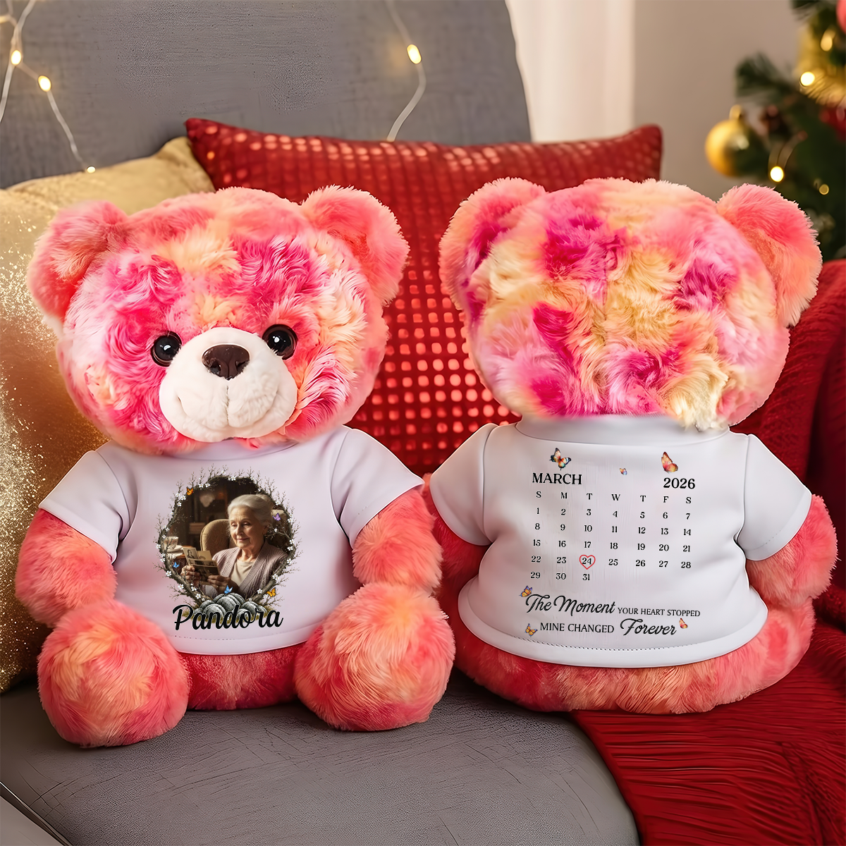 Mine Changed Forever Memorial Teddy Bear - Memorial Gift - Personalized Plush Bear
