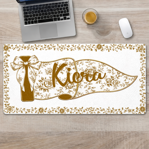 Custom Name Cross - Personalized Leather Desk Mat