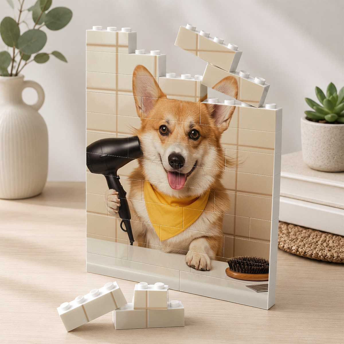 Custom Photo Funny Bathroom Pet Toilet Dog Cat - Personalized Shaped Building Brick Blocks