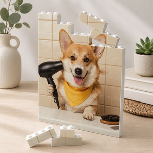 Custom Photo Funny Bathroom Pet Toilet Dog Cat - Personalized Shaped Building Brick Blocks