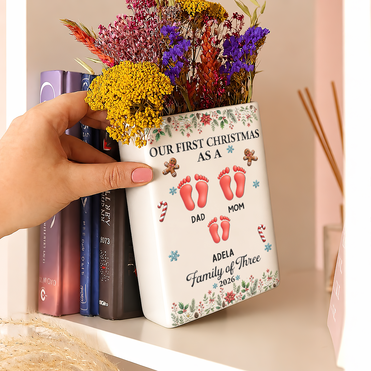 Our First Christmas - Personalized Ceramic Book Vase