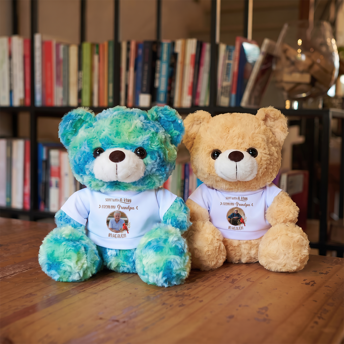 Sent With A Kiss From My Grandpa In Heaven - Memorial Personalized Teddy Bear