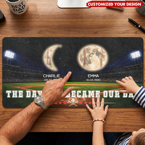 Dad Moon Phase - Personalized Leather Desk Mat
