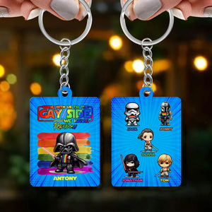 Funny Personalized Keychain - Come With Us To The Gay Side - Personalized Keyring for Gay Lesbian Trans Bi - Gift for LGBT Month, Birthday, Anniversary