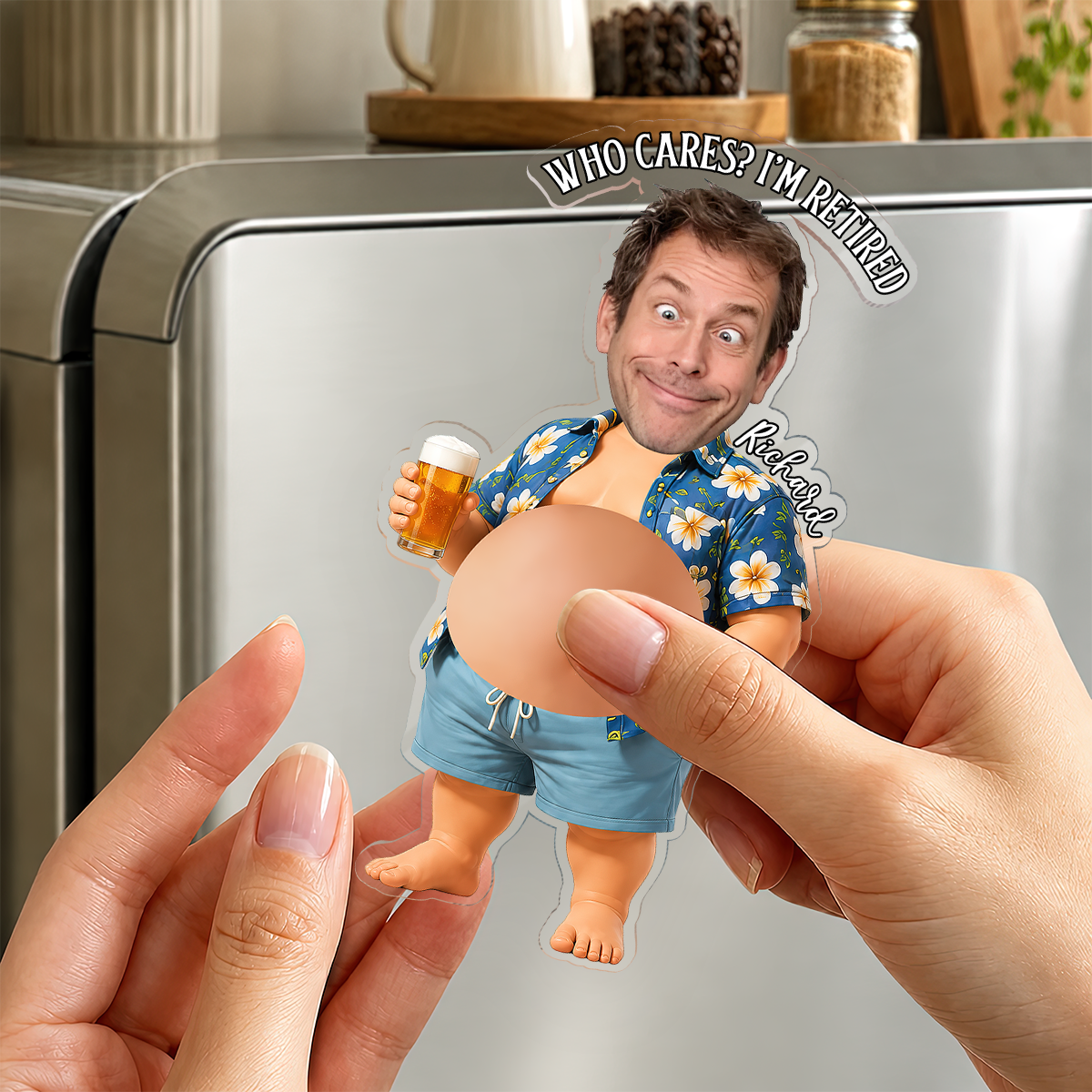 Face Squishy Belly Fridge Magnet Custom Squeeze Magnet, Kitchen Decor
