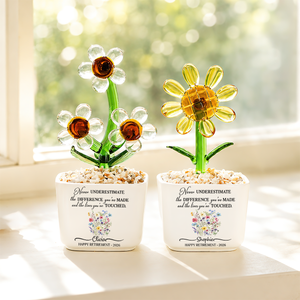 New Chapter Custom Going Away Gift for Coworker - Personalized Glass Flower Pot Retirement