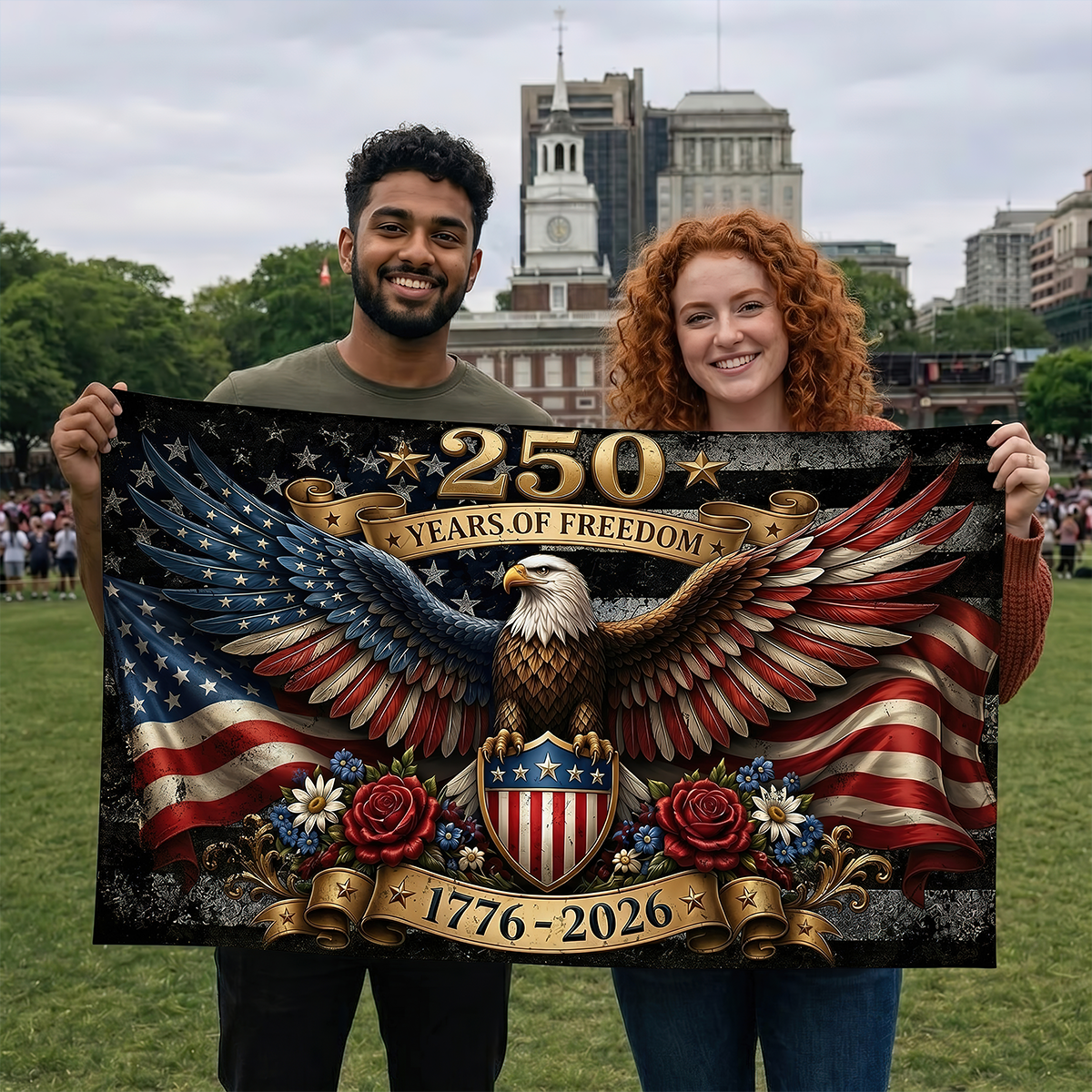 Flowers 250 Years Of America - House Flag United States