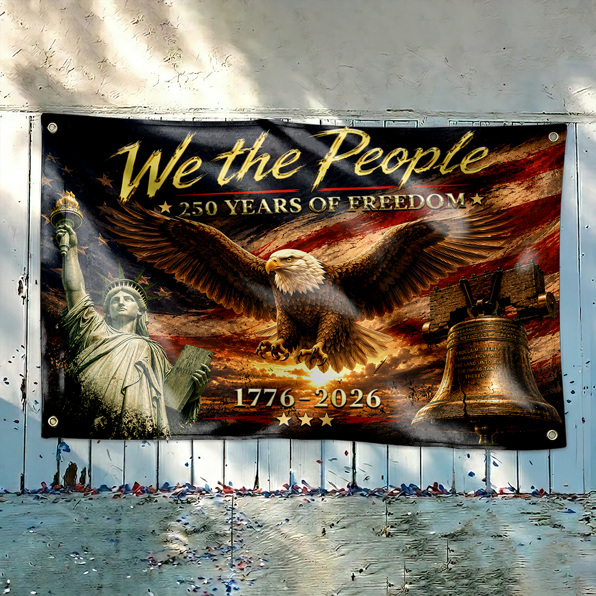 250 Years of Freedom Patriotic 1776 2026 House Flag