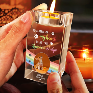 When You Miss Me Dog Loss - Personalized Crystal Candle Holder - Pet Memorial