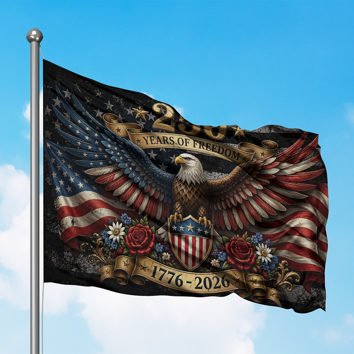 Flowers 250 Years Of America - House Flag United States