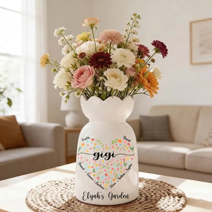 Flowers Grandma Personalized Ribbon Tie Flower Vase