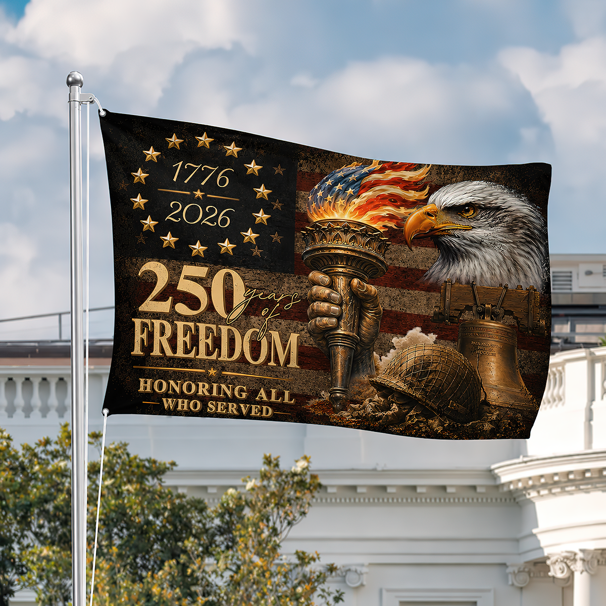 250 Years of Freedom United States House Flag Patriotic